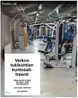 Vesihuollon verkon tukikohtien kuntosalitreenit Ilmalan tukikohdassa